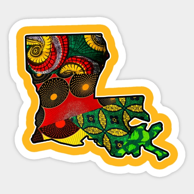 African Fabric Reggae Rasta themed Louisiana State Map Sticker by artbyomega